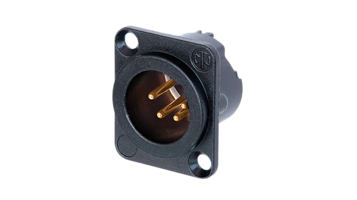 Neutrik Cable Mount XLR Connector, Male, 50 V, 4 Way, Gold Plating