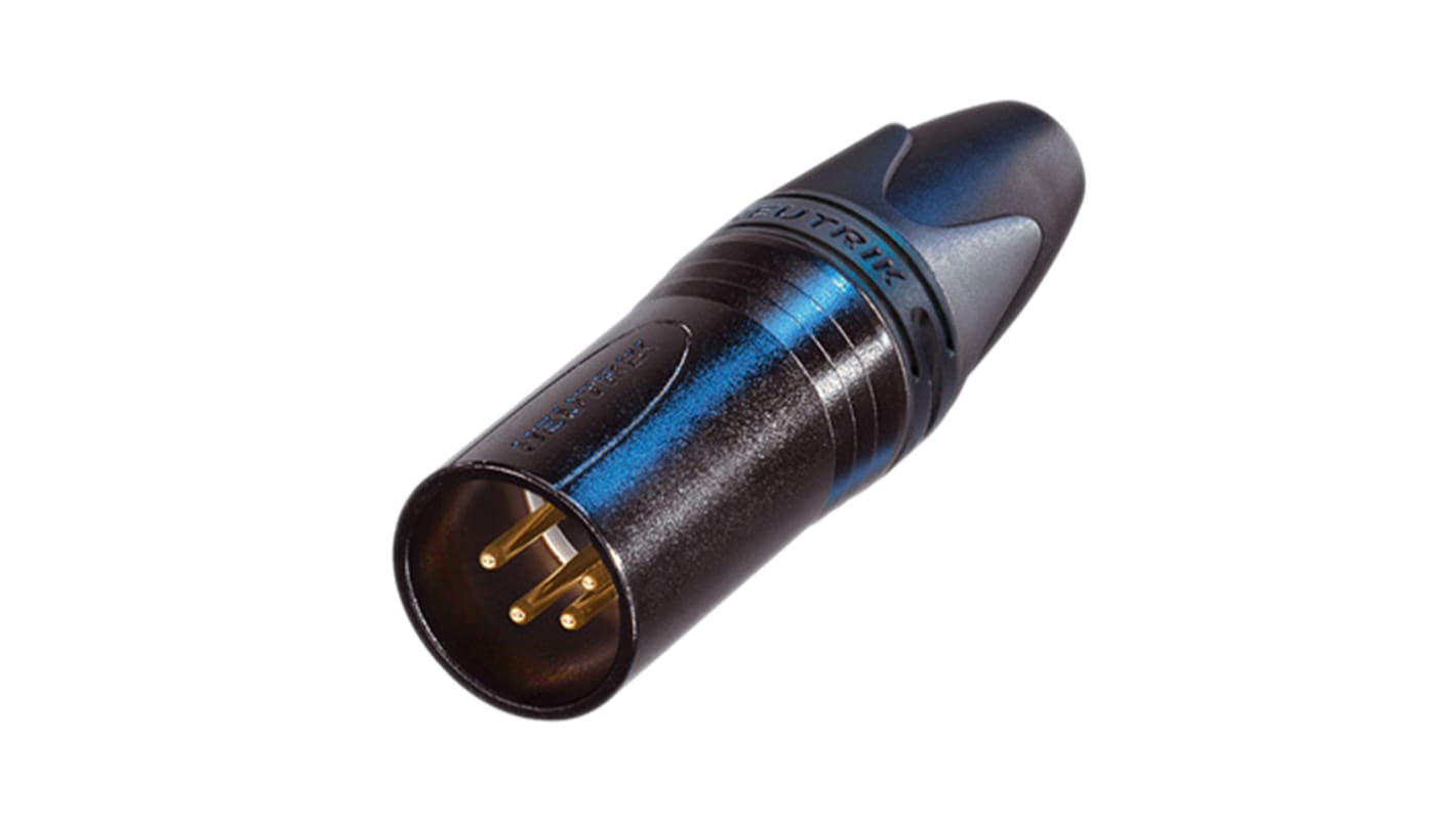 Neutrik 四芯卡侬头公插, 电缆安装, 50 V 交流, 10A, 直向
