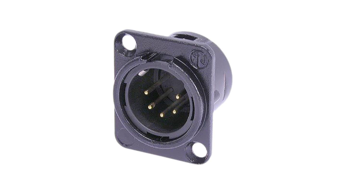 Neutrik Panel Mount XLR Connector, Male, 50 V, 5 Way, Gold Plating
