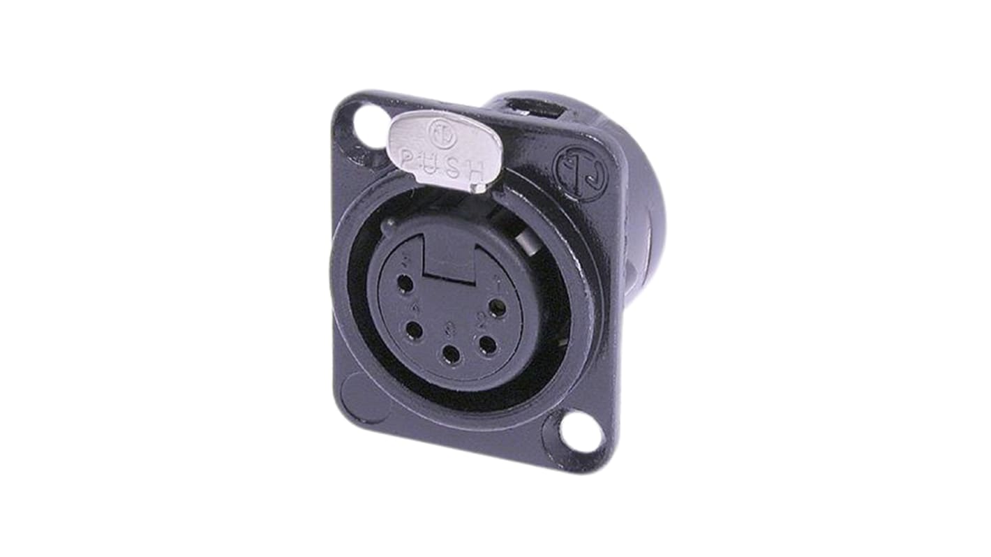 Neutrik 五芯卡侬头母座, 面板安装, 50 V, 7.5A, 直向