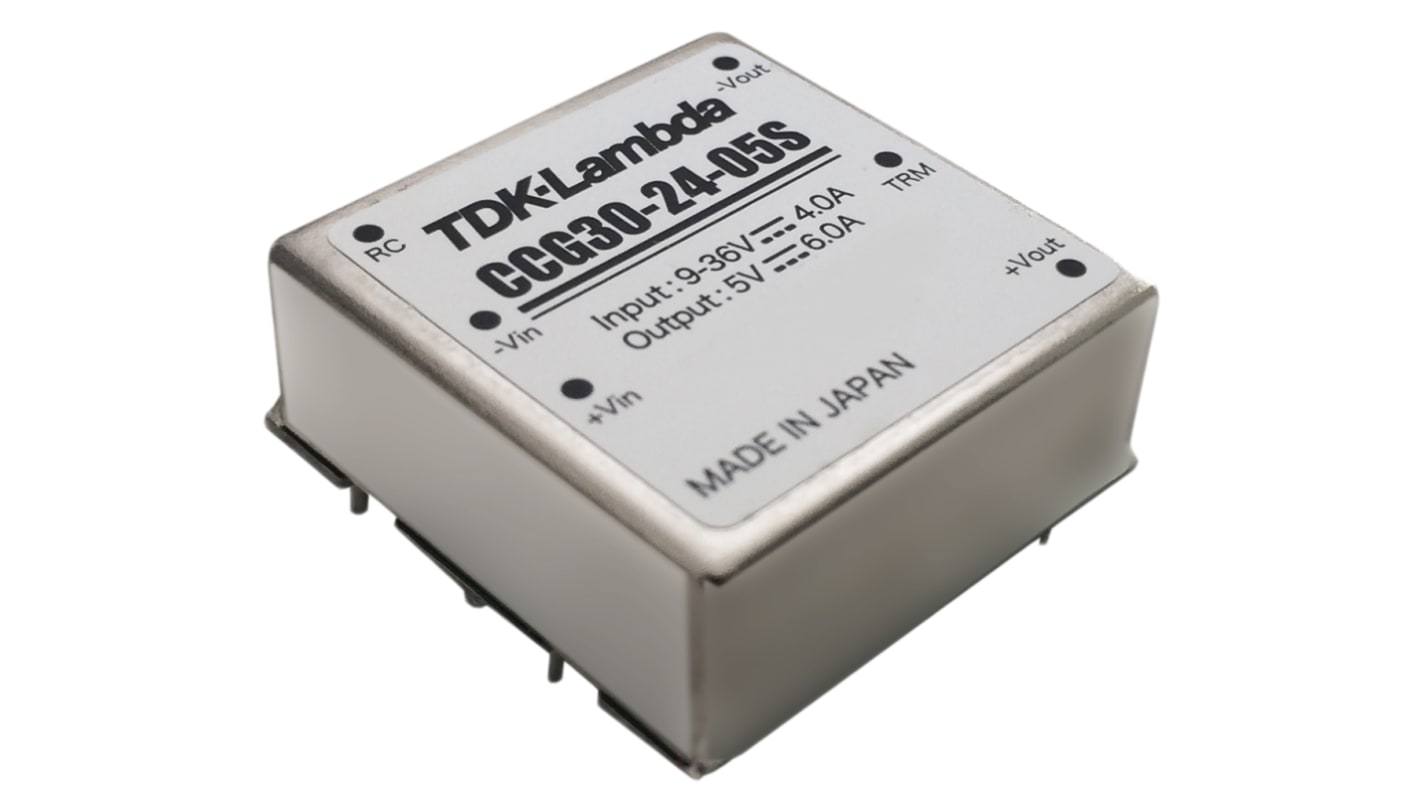 TDK-Lambda CCG 30 DC-DC Converter, 15V dc/ 2A Output, 9 → 36 V dc Input, 30W, Through Hole, +85°C Max Temp -40°C