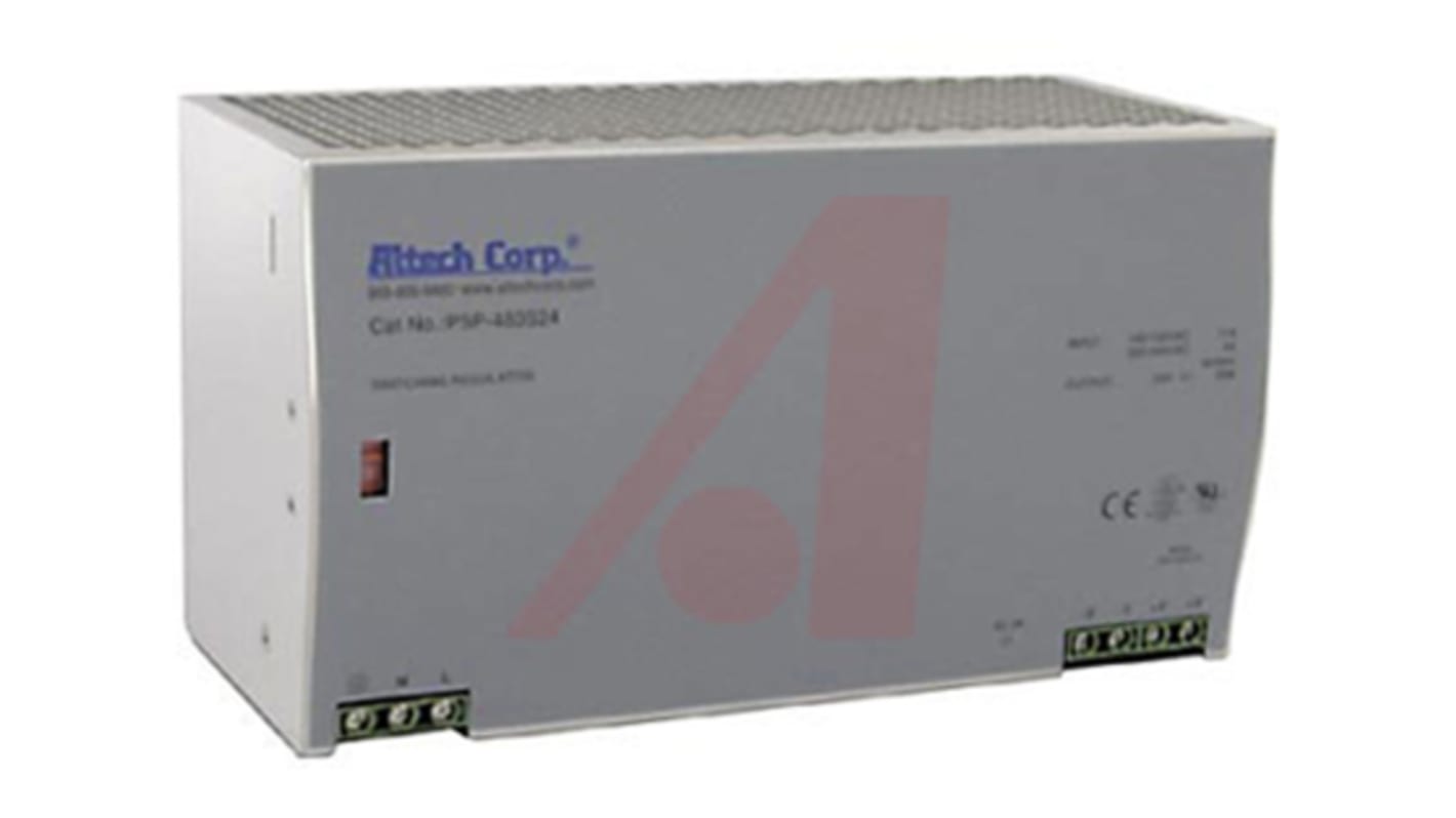 Altech PSP-480S Switch Mode DIN Rail Power Supply, 90 → 132V ac ac, dc Input, 24V dc dc Output, 20A Output, 480W