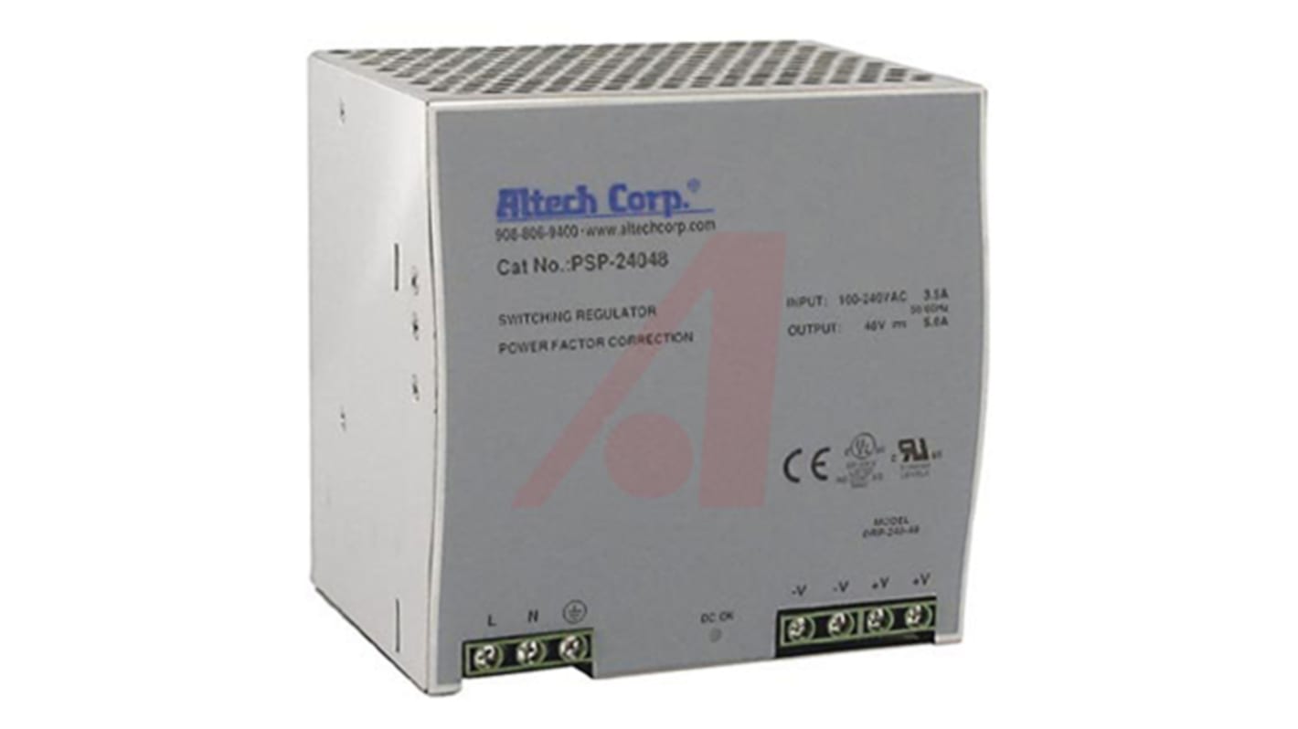 Altech PSP-240 Switch Mode DIN Rail Power Supply, 85 → 264V ac ac, dc Input, 48V dc dc Output, 5A Output, 240W