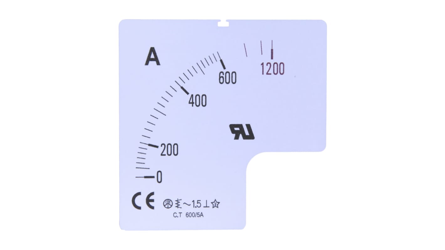 RS PRO 200A Meter Scale For Use With 72 x 72 Analogue Panel Ammeter