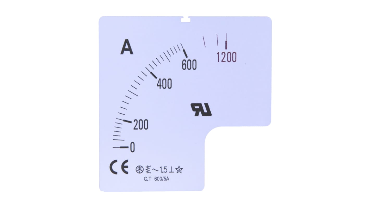 Escala de medidor de 250 A RS PRO para usar con amperímetro analógico de panel de 72 x 72