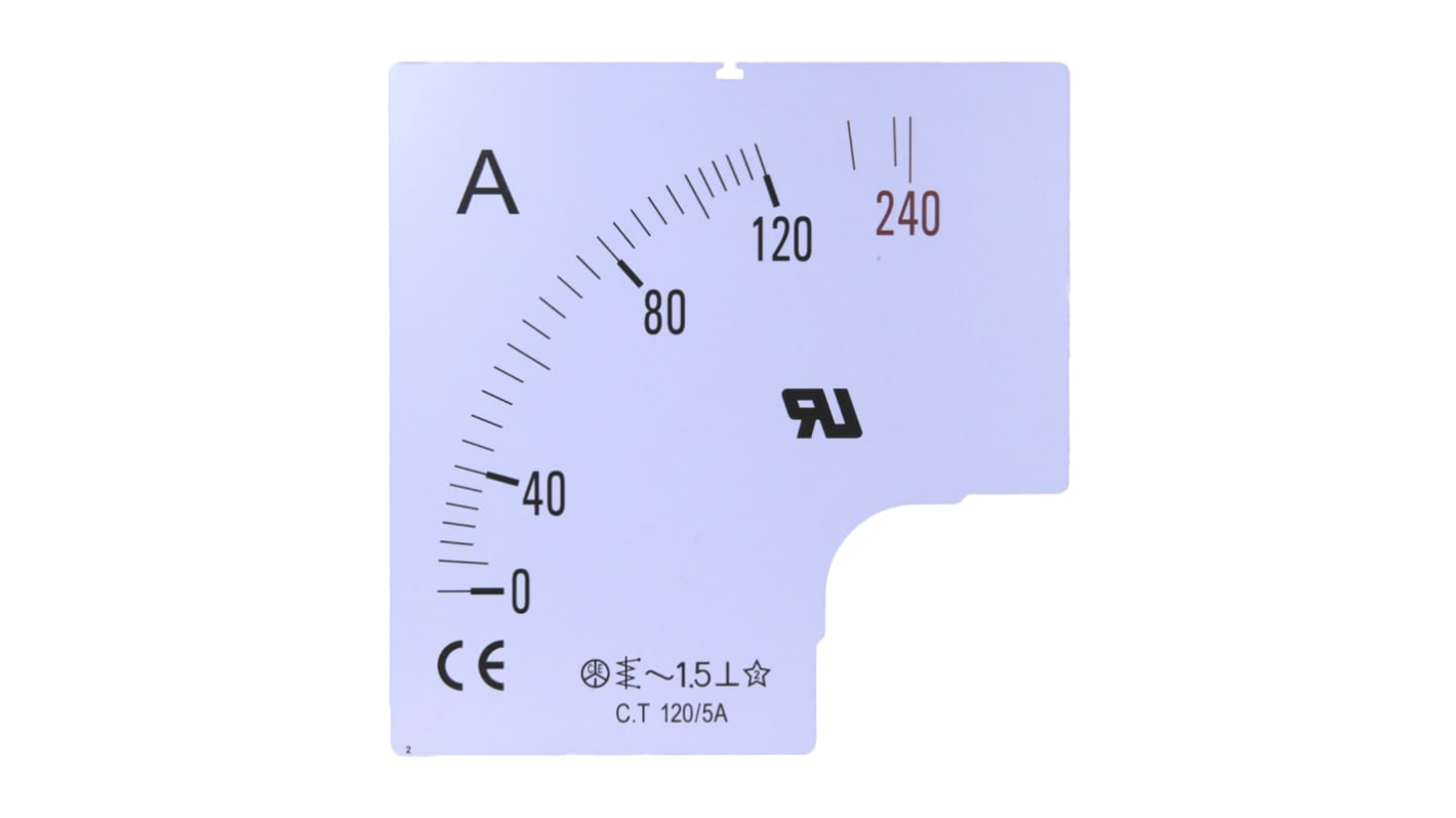 Echelle de compteur 60 A RS PRO Ampèremètre à panneau analogique 96 x 96