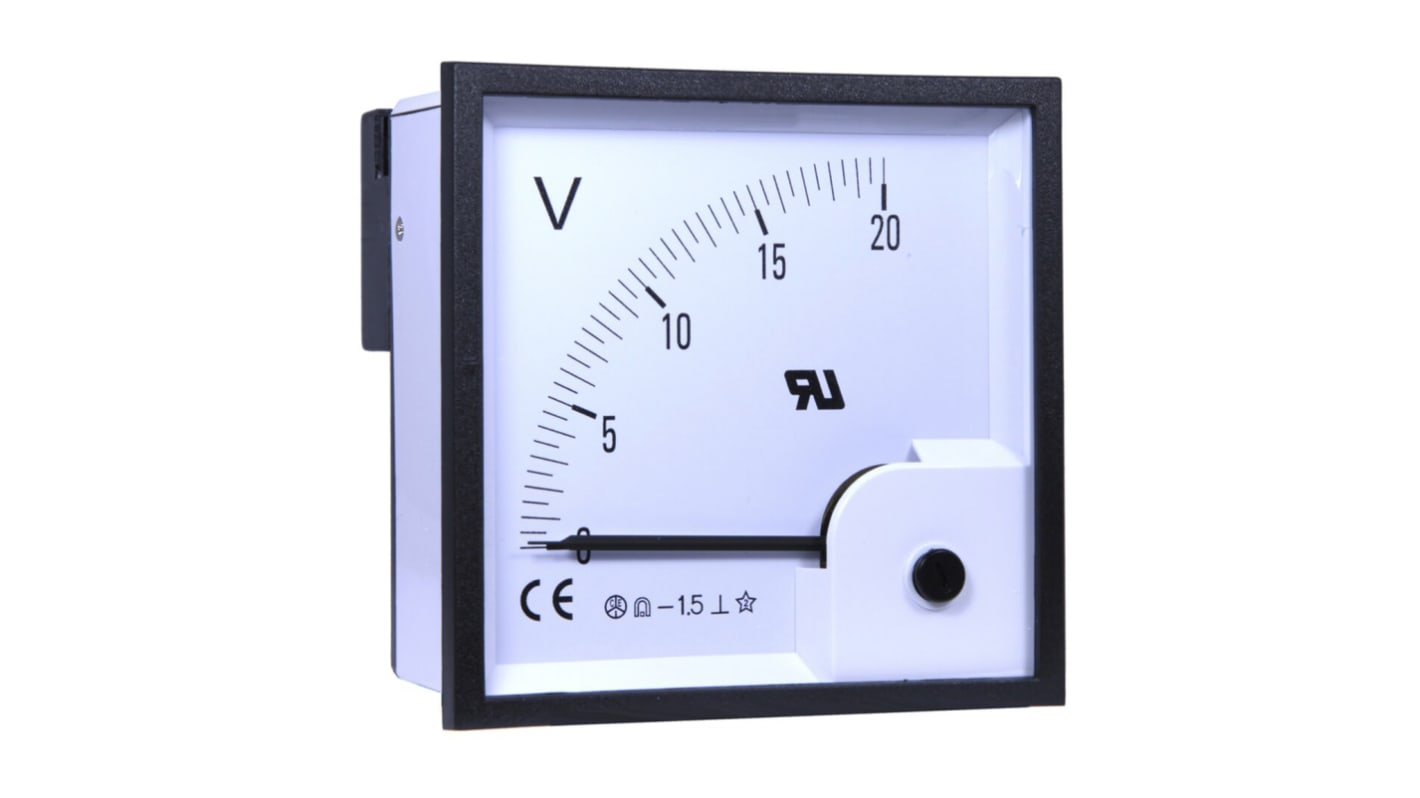 RS PRO Analogue Voltmeter DC ±1.5 %, 92 x 92 mm