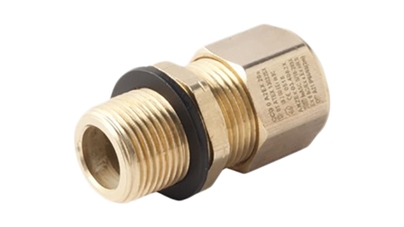Moflash A2EX Series Metallic Stainless Steel Cable Gland, M20 Thread, 11mm min., 15mm max., IP66, IP68