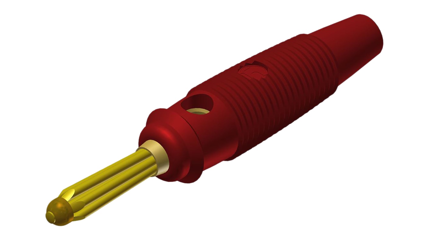 Hirschmann Test & Measurement Red Male Banana Plug, 4 mm Connector, Solder Termination, 30A, 30 V ac, 60V dc, Gold,