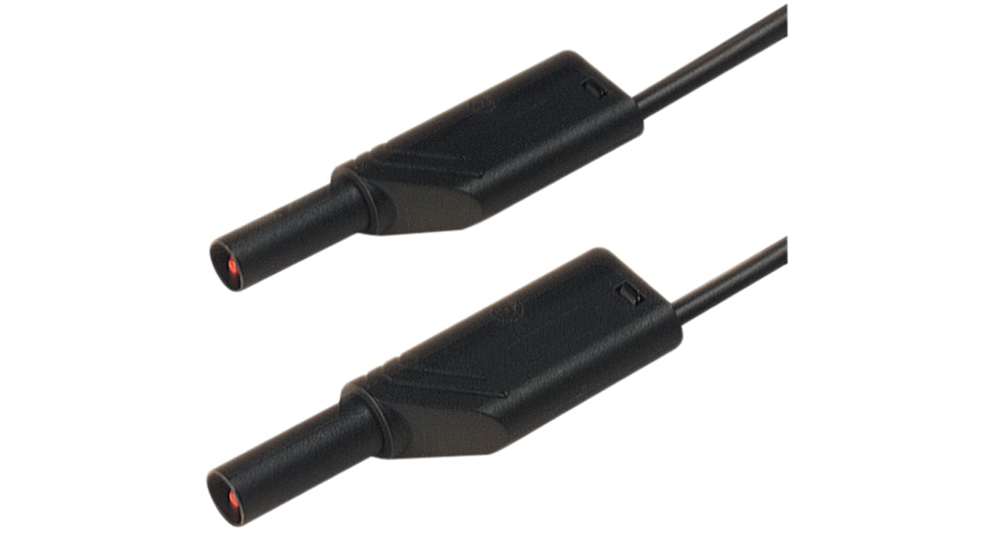 Cable de prueba con conector de 4 mm  Hirschmann de color Negro, Macho-Macho, 1000V ac/dc, 16A, 500mm