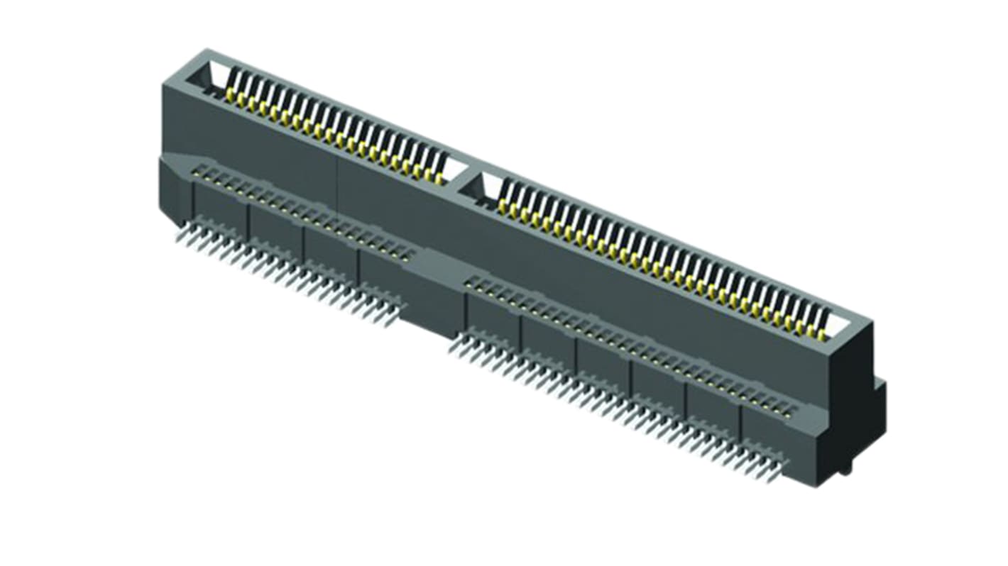 Samtec MEC8-DV Series Vertical Female Edge Connector, Surface Mount, 60-Contacts, 0.8mm Pitch, 2-Row, Solder Termination