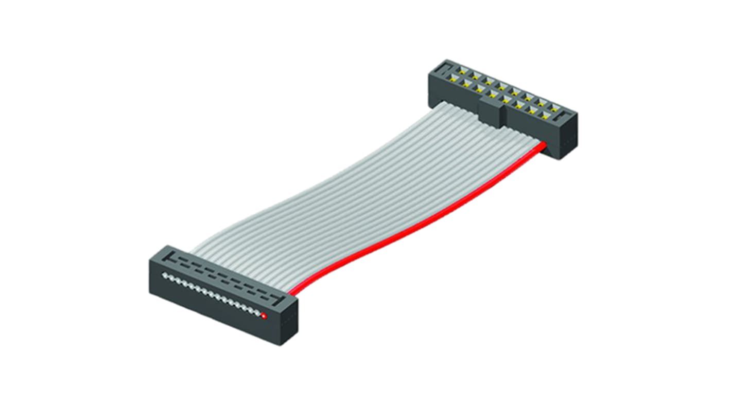 Samtec TCSD Series Flat IDC Socket Cable Assembly, 10-Way, 2mm Pitch, 250mm Length, Tiger Eye IDC to Tiger Eye IDC