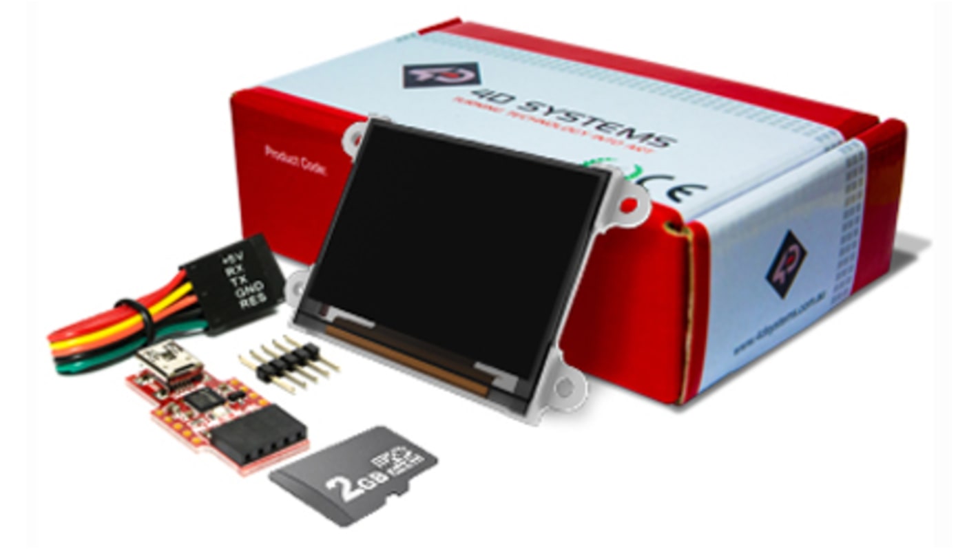 Kit de inicio de display OLED pasiva 4D Systems de 1.7plg, res. 160 x 128pixels, interfaz Serie