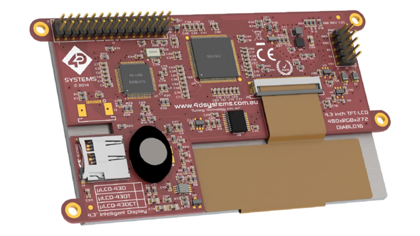 4D Systems uLCD-43D TFT LCD Colour Display, 4.3in, 480 X 272pixels