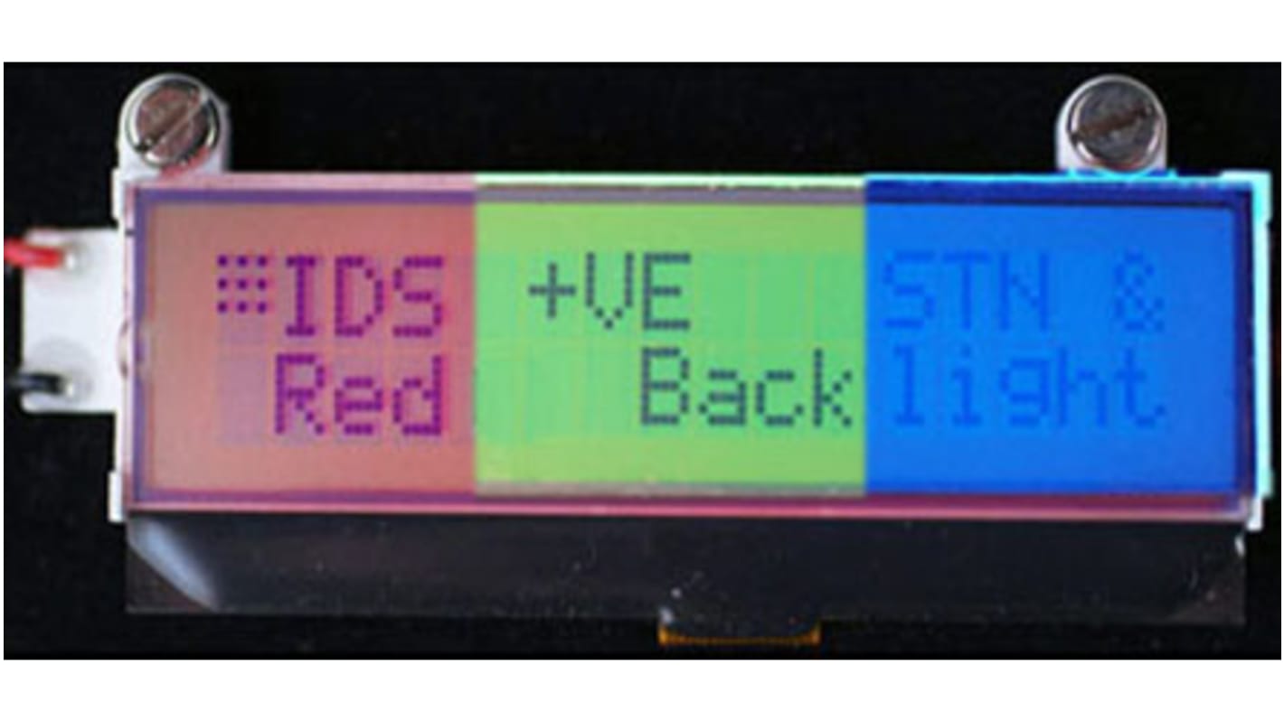 Intelligent Display Solutions CI064-4001-21 CI064-4001-xx Alphanumeric LCD Display, Blue, Green, Red on, 2 Rows by 16