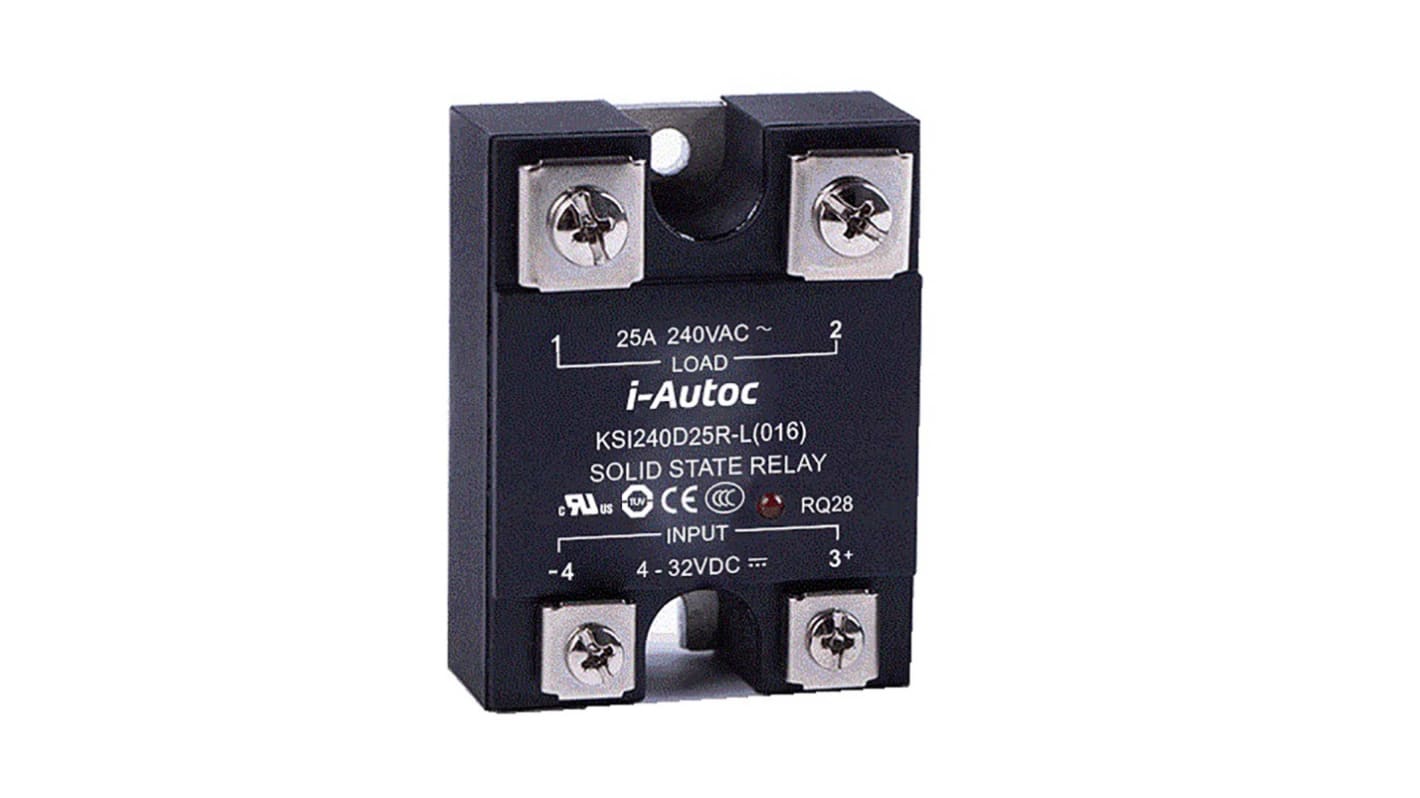 i-Autoc KSI Series Solid State Relay, 25 A Load, Panel Mount, 280 V ac Load, 280 V ac Control