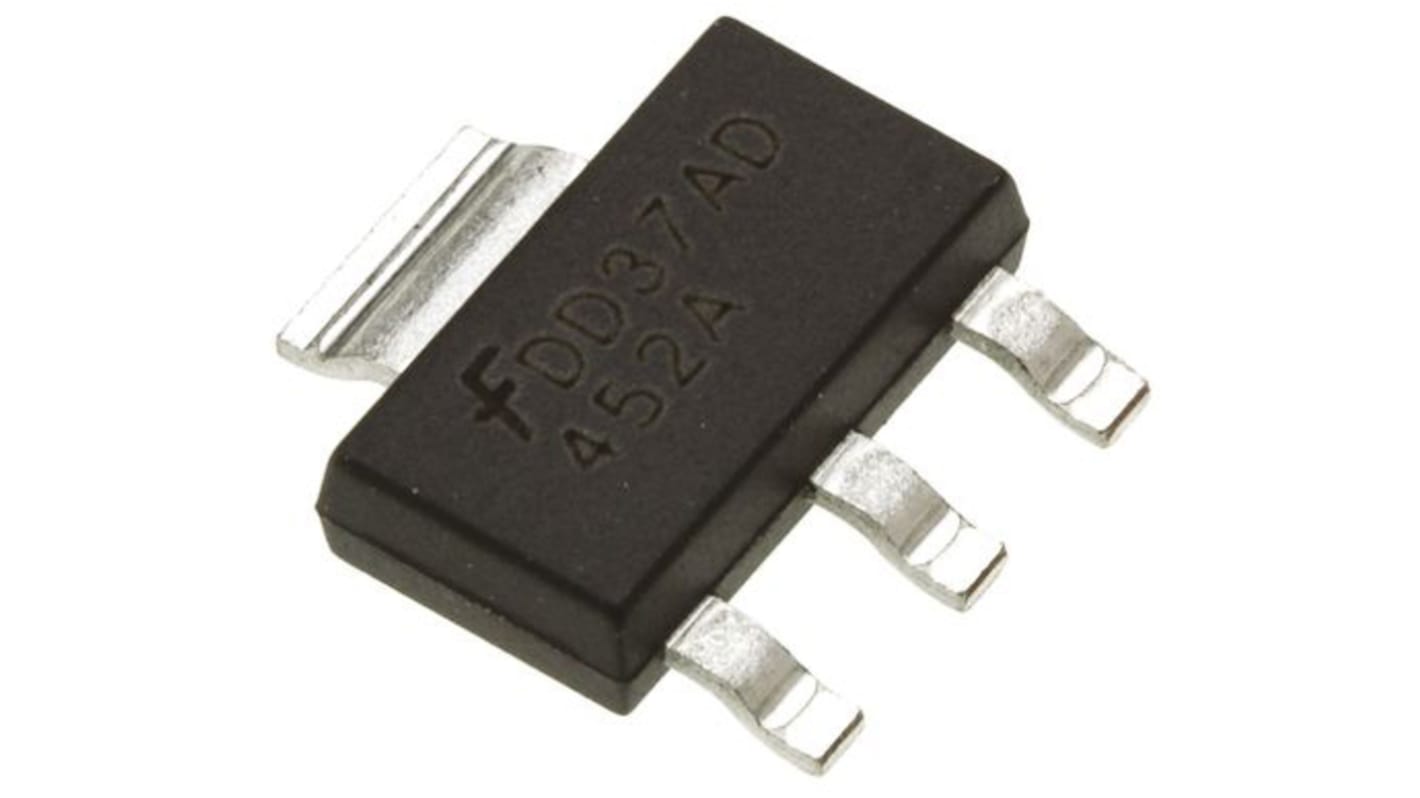 onsemi PZTA06 NPN Transistor, 500 mA, 80 V, 3 + Tab-Pin SOT-223