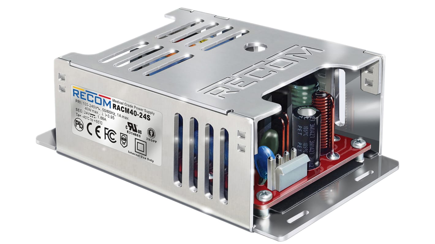Recom Switching Power Supply, RACM40-48S, 48V dc, 840mA, 0.15W, 1 Output, 85 → 264V ac Input Voltage