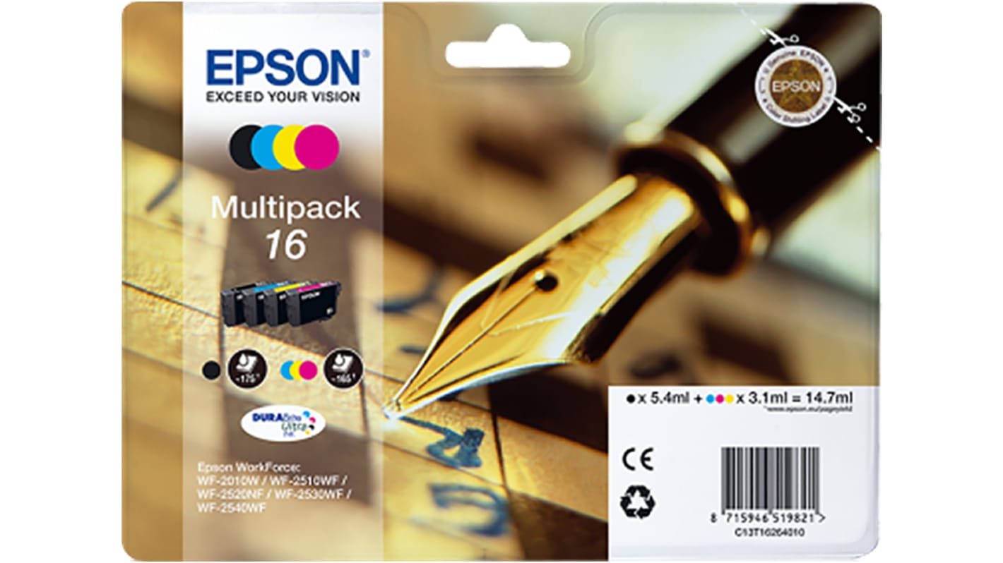 Epson 16 Series Black, Cyan, Magenta, Yellow Ink Cartridge
