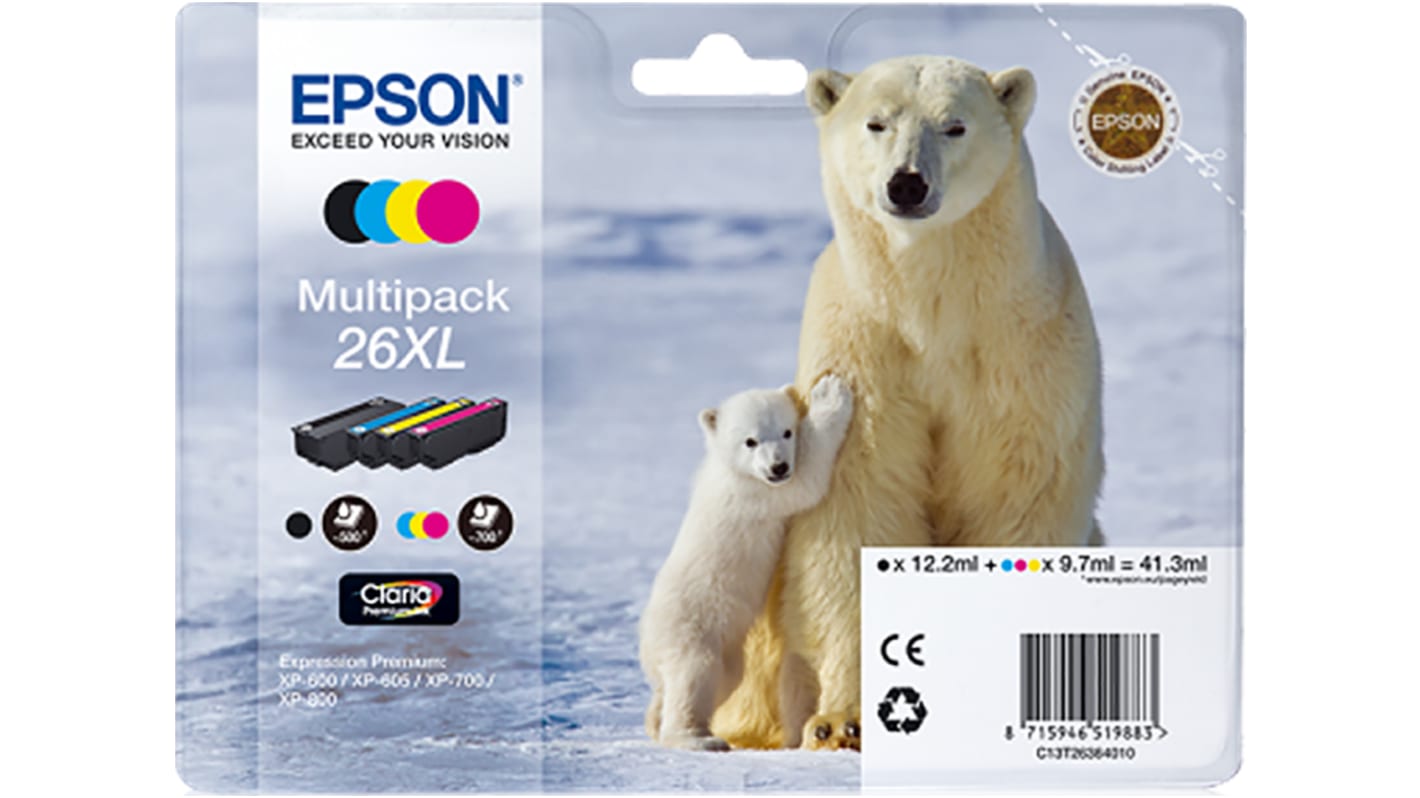 Epson 26XL Black, Cyan, Magenta, Yellow Ink Cartridge