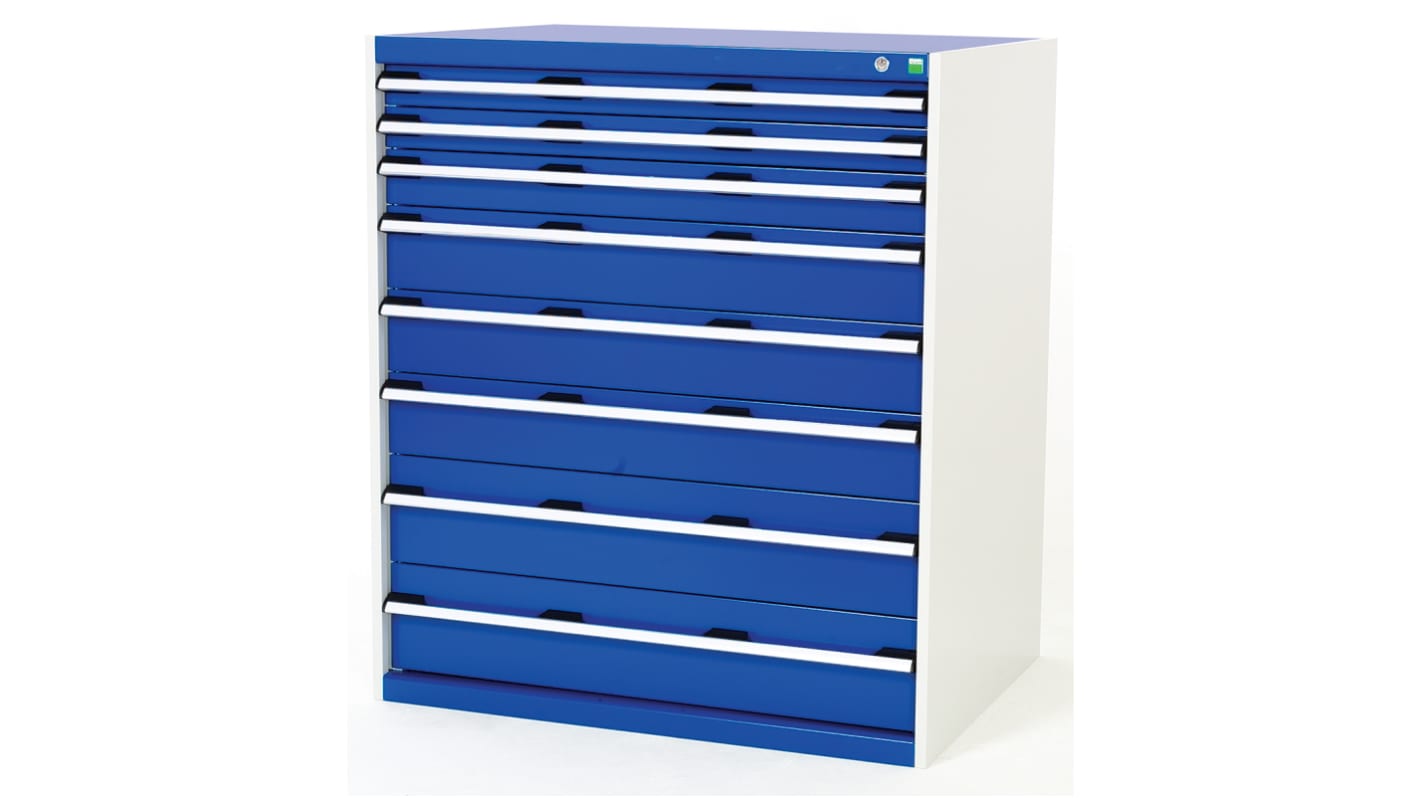 Bott Stahl Schubladenmagazin Blau, Grau, 8 Einschübe, 1200mm x 1050mm x 750mm