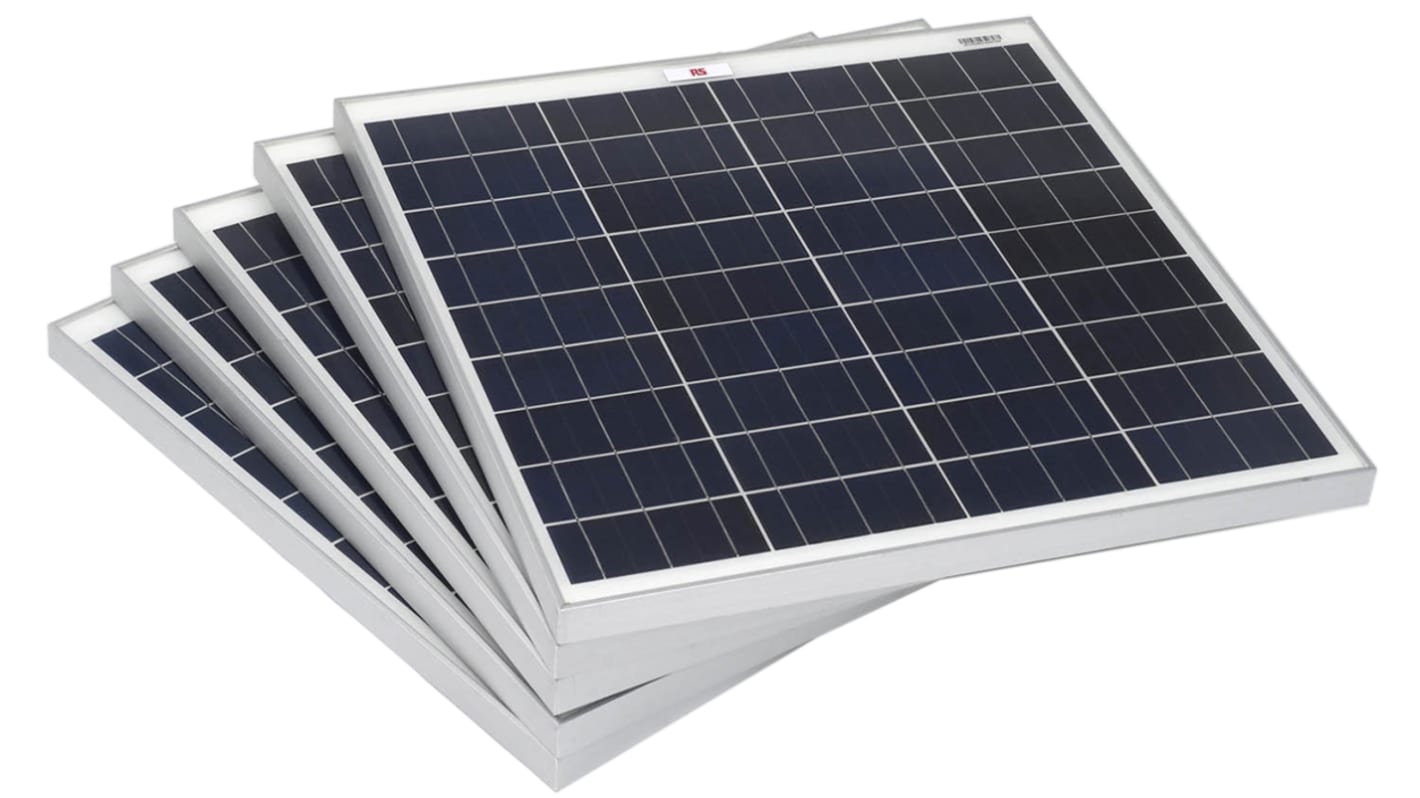 RS PRO Solarmodul Polykristallin 45W, 634 x 535 x 25mm 45W, 22V 36 Zellen -40°C +85°C Wirkungsgrad 17%