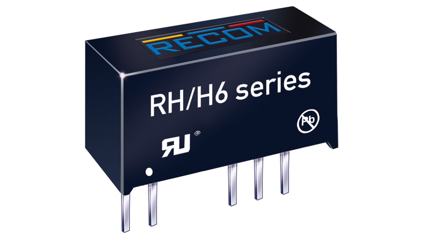 Przetwornica DC-DC, 1W, Uwe 4,5→ 5,5 V prądu stałego, Uwy ±5V dc, Iwy ±100mA, Recom