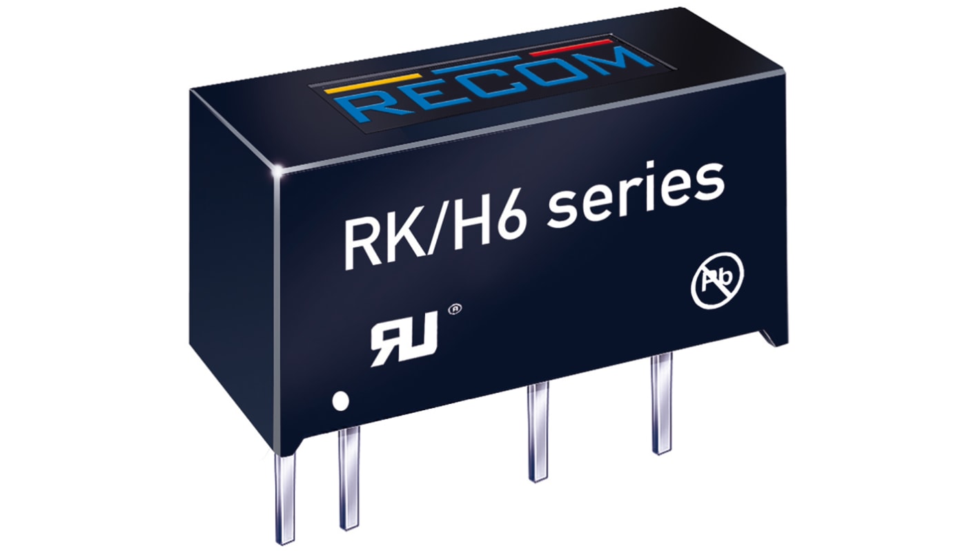 Recom RK DC-DC Converter, 5V dc/ 200mA Output, 4.5 → 5.5 V dc Input, 1W, Through Hole, +90°C Max Temp -40°C Min
