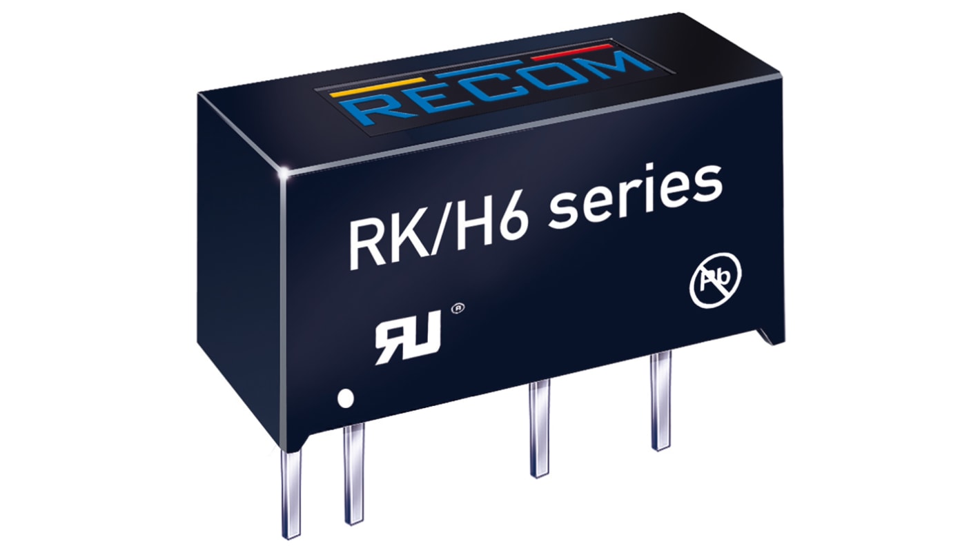 Recom RK DC/DC-Wandler 1W 12 V dc IN, 15V dc OUT / 66mA Durchsteckmontage 4kV dc isoliert