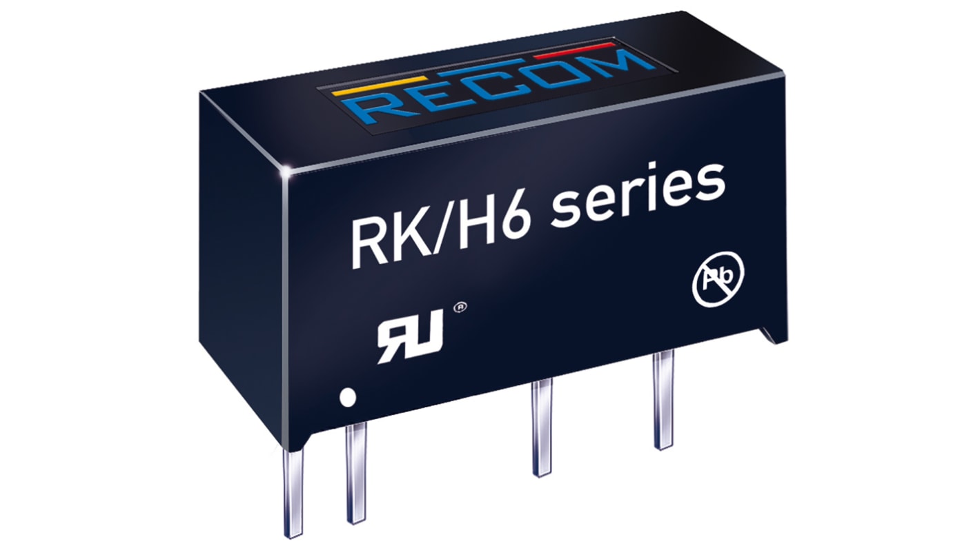 Recom RK DC-DC Converter, 5V dc/ 200mA Output, 21.6 → 26.4 V dc Input, 1W, Through Hole, +90°C Max Temp -40°C