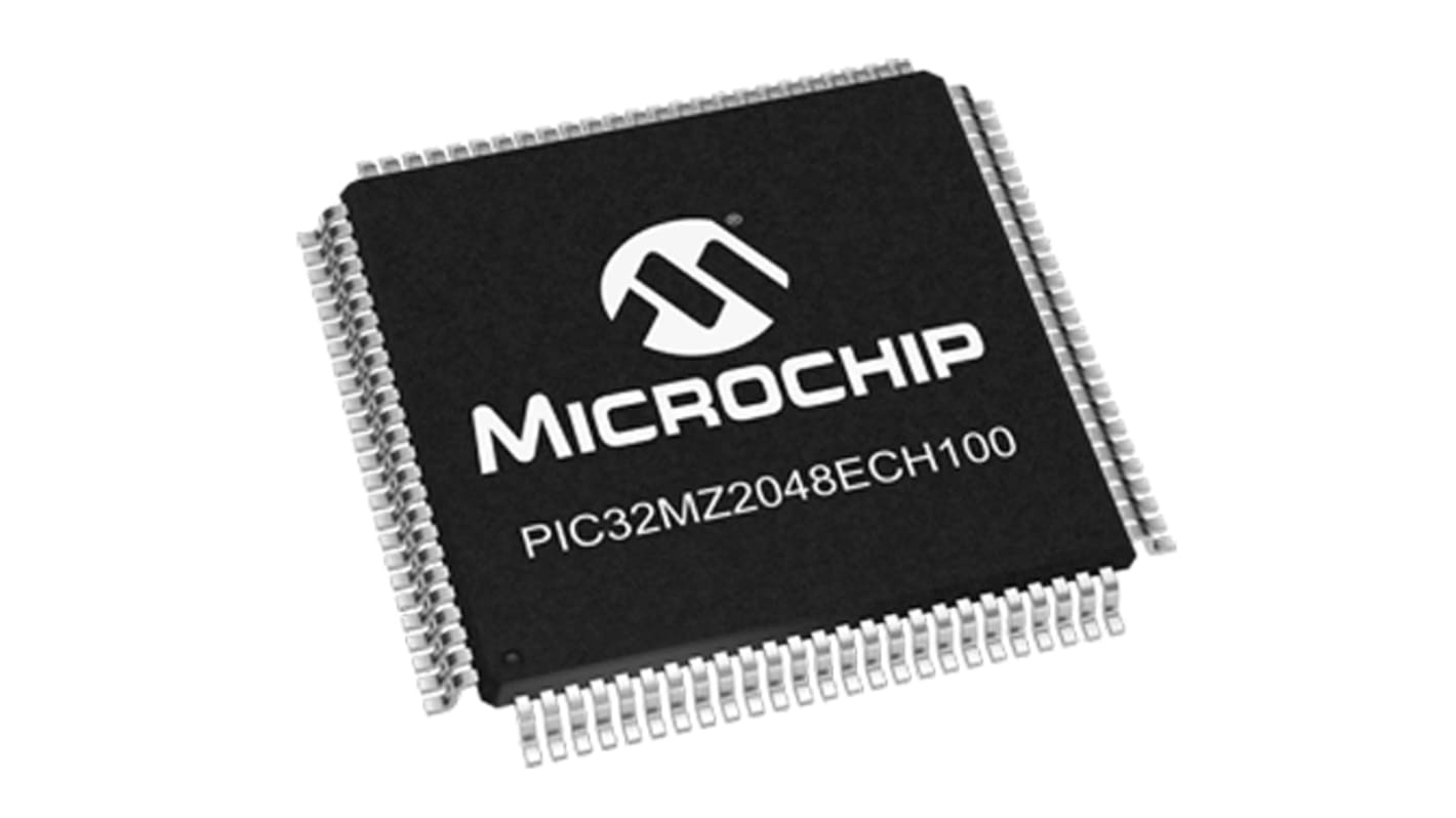 Microchip PIC32MZ单片机, MIPS32® MicroAptiv™内核, 100针, TQFP, 最大200MHz, 1024（程序）kB、160（引导闪存）kB 闪存, 512 kB RAM