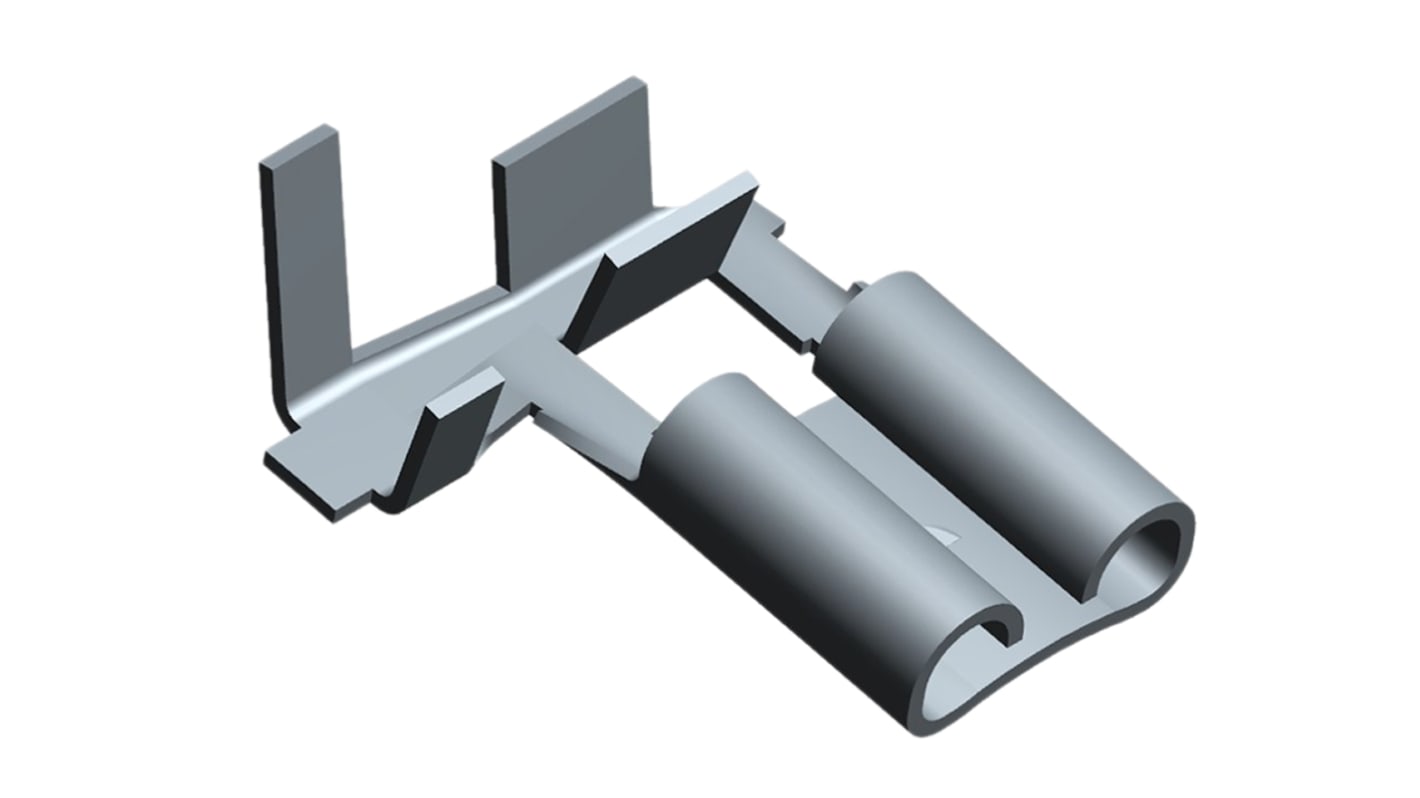 TE Connectivity FASTON .250 Uninsulated Female Spade Connector, Flag Terminal, 6.35 x 0.81mm Tab Size, 0.8mm² to 2mm²