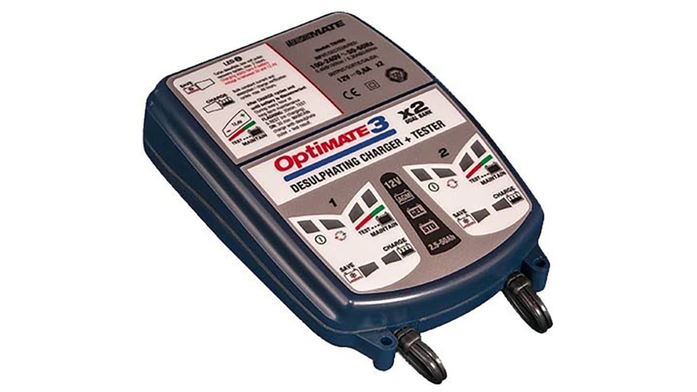 TecMate OptiMate 3x2 Battery Charger For Lead Acid 12 V 12V 800mA with UK plug