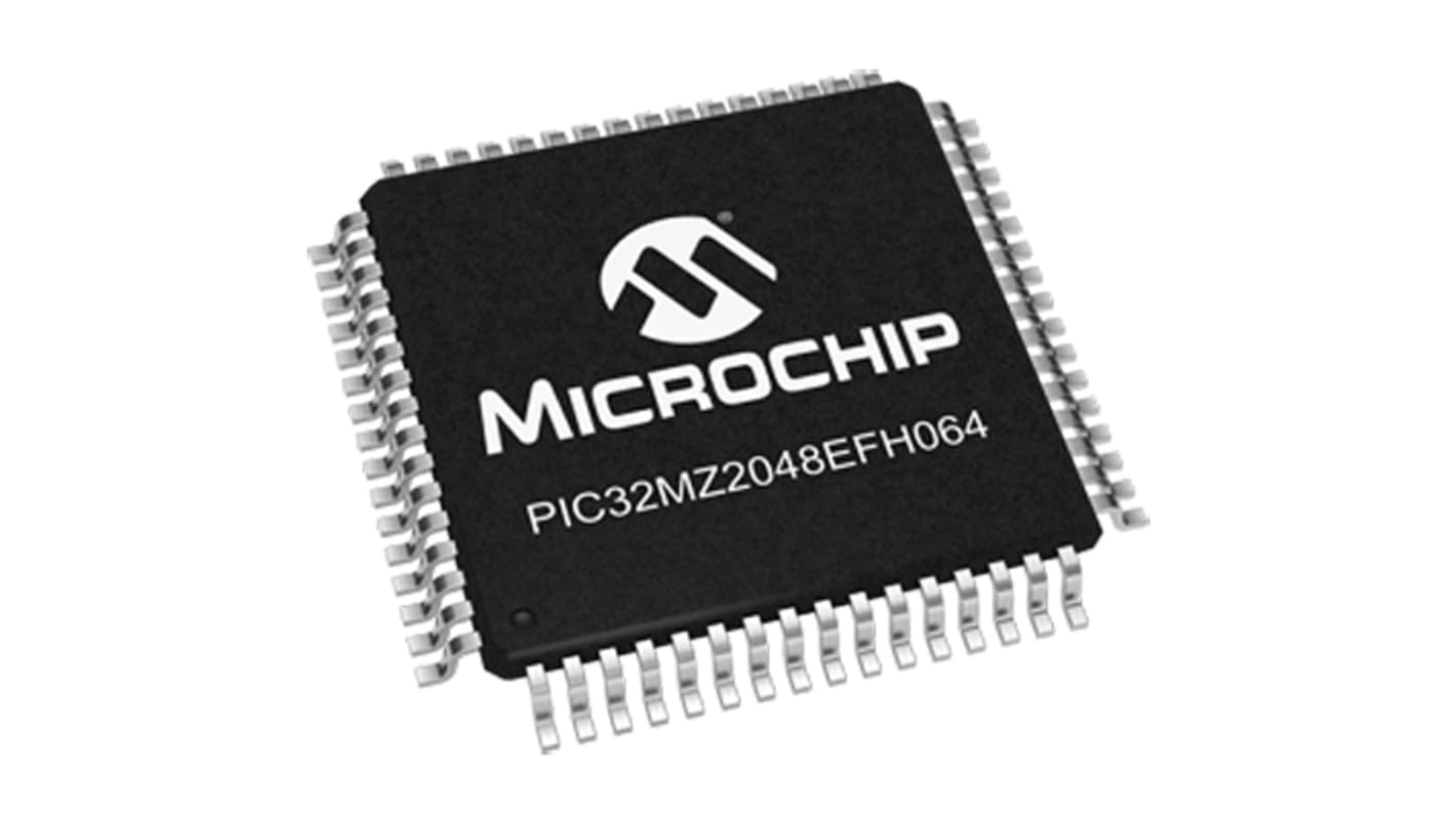 Microchip PIC32MZ2048EFH064-I/PT, 32bit MIPS® MicroAptiv™ Microcontroller, PIC32MZ, 200MHz, 160 (Boot Flash) kB, 2.048