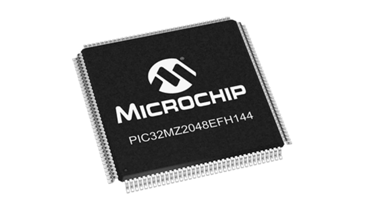 Microchip PIC32MZ单片机, MIPS® MicroAptiv™内核, 144针, TQFP, 最大200MHz, 160（启动闪存）kB、2.048（闪存）MB 闪存, 512 kB RAM