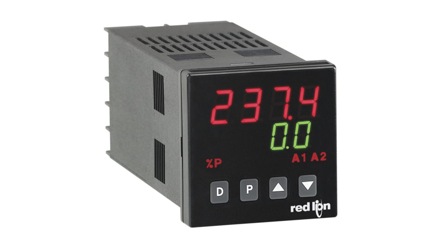 Red Lion T48 Panel Mount PID Temperature Controller, 49.5 x 49.5mm 1 Input, 2 Output Alarm, Linear, Logic, Relay, SSR,