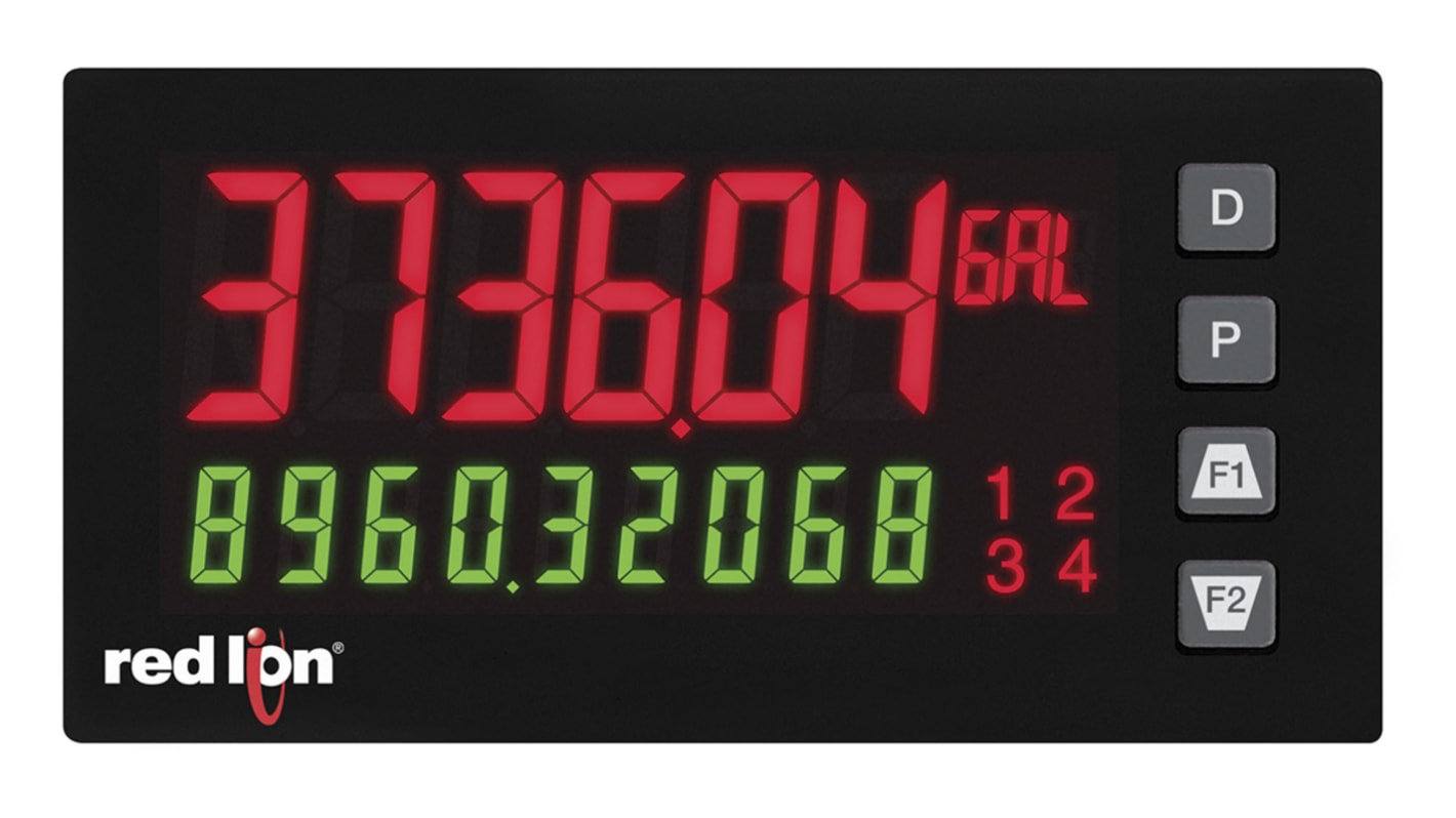 Red Lion PAX2A Digital Panel Multi-Function Meter, 45mm x 92mm