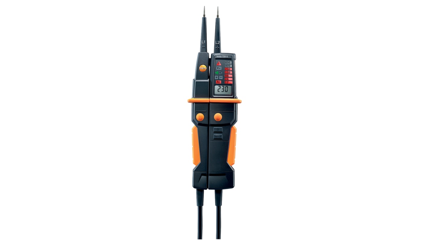 Testo 750-3, LCD, LED Voltage tester, 690V ac/dc, Continuity Check, Battery Powered, CAT III 1000V