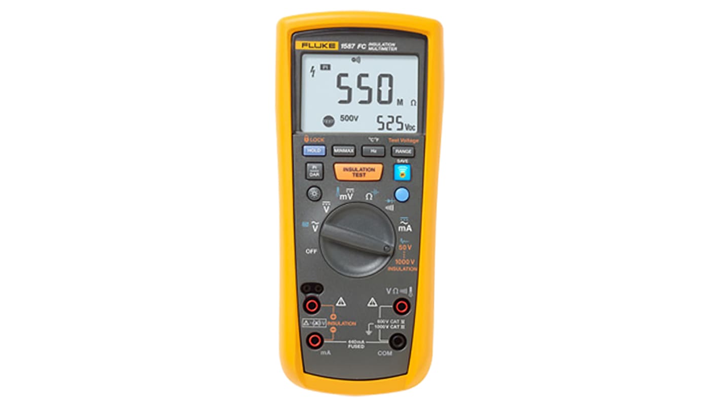 Fluke 1587 FC Insulation Tester, 50V Min, 1000V Max, 2GΩ Max, CAT III 1000V - RS Calibration