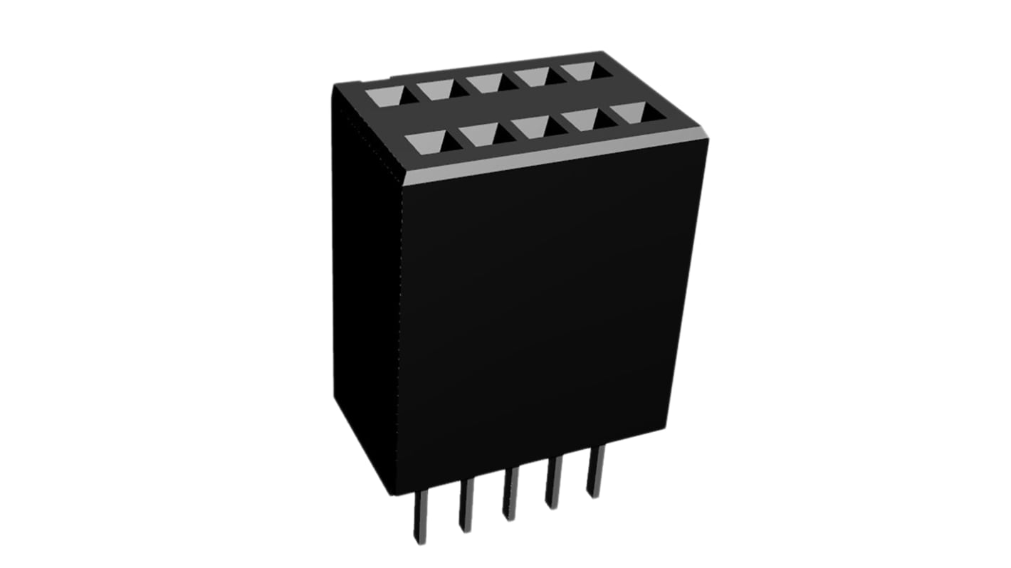 TE Connectivity AMPMODU System 50 Series Straight PCB Mount PCB Socket, 10-Contact, 2-Row, 1.27mm Pitch, Solder