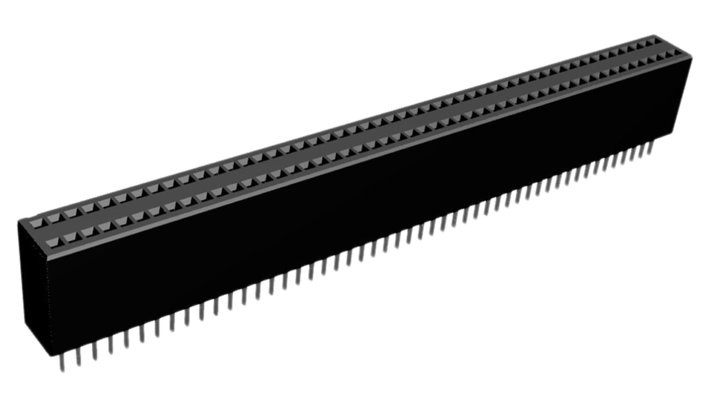 TE Connectivity AMPMODU System 50 Series Straight PCB Mount PCB Socket, 100-Contact, 2-Row, 1.27mm Pitch, Solder