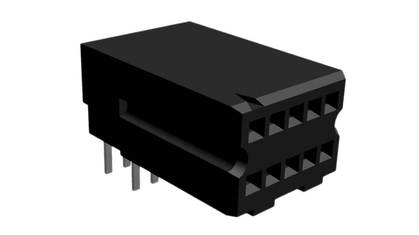 TE Connectivity AMPMODU System 50 Series Right Angle PCB Mount PCB Socket, 10-Contact, 2-Row, 1.27mm Pitch, Solder