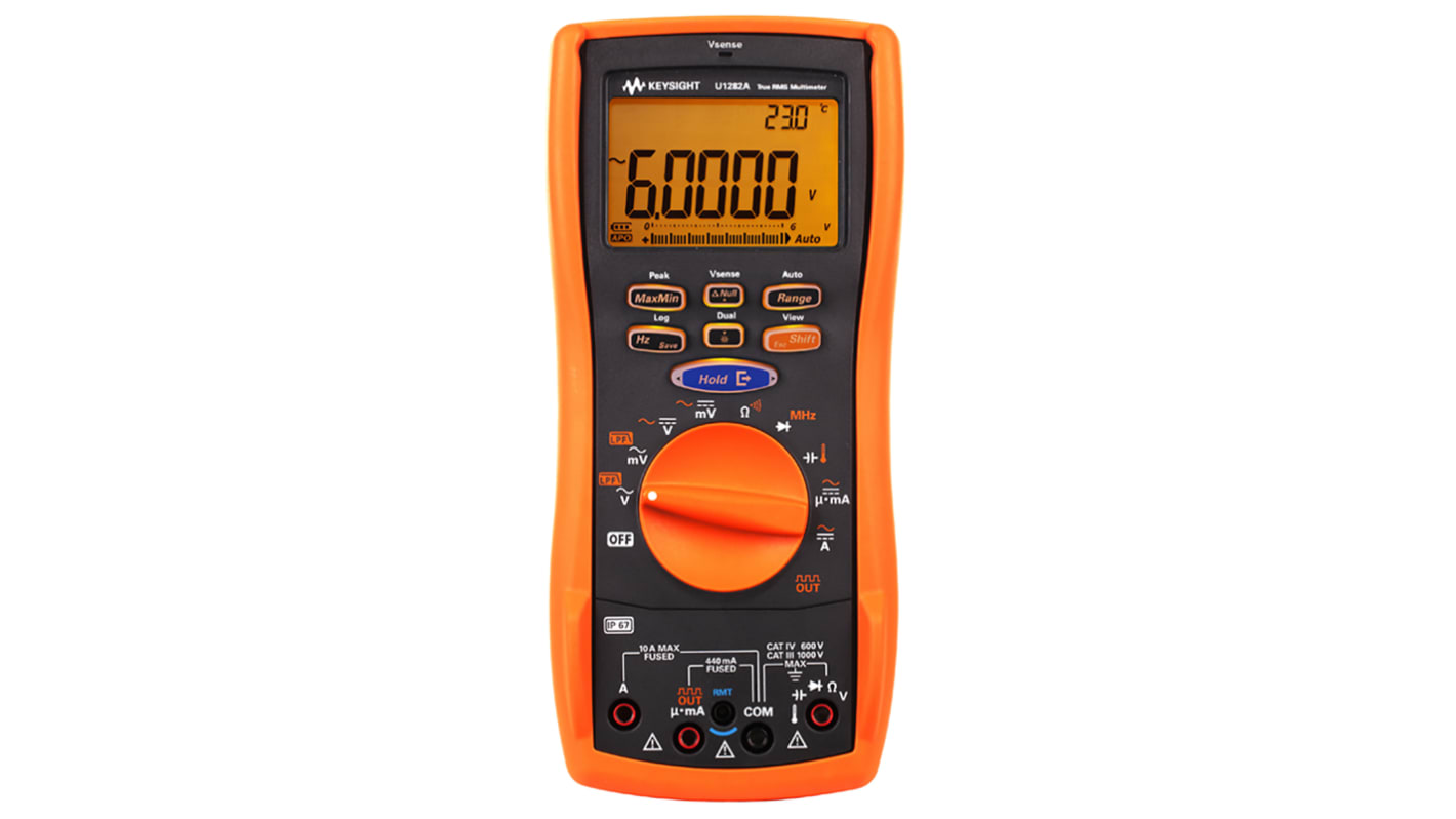 Keysight Technologies U1282A 真有效值手持式万用表, 最大1000V 交流, 最大1000V 直流, 最大600MΩ