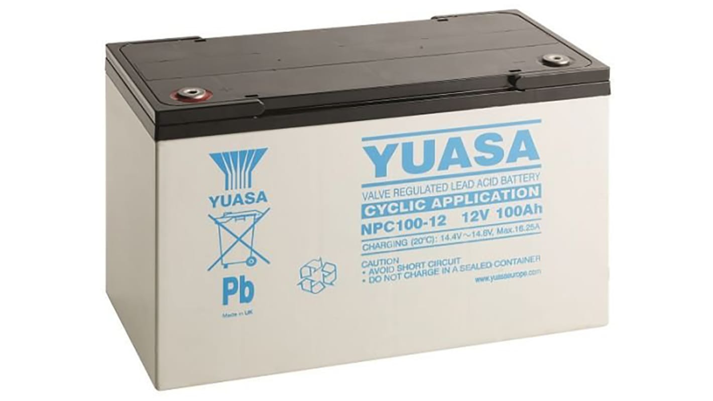 Yuasa NPC100-12, 12V Forseglet blysyrebatteri, AGM Type, 100Ah