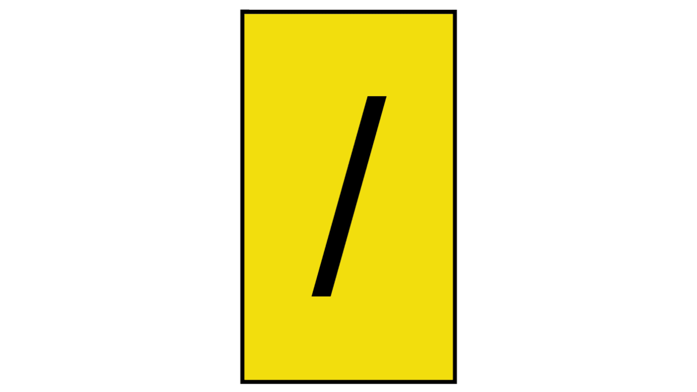 HellermannTyton Ovalgrip Slide On Cable Markers, Black on Yellow, Pre-printed "/", 1.8 → 6.3mm Cable, 901-10640