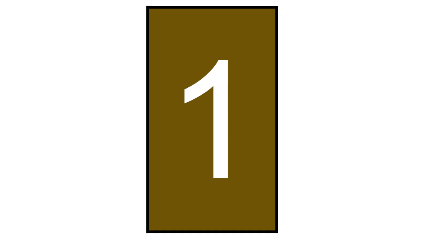 HellermannTyton Ovalgrip Slide On Cable Markers, White on Brown, Pre-printed "1", 1.8 → 6.3mm Cable, 901-10644
