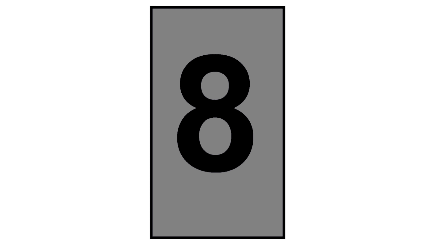 HellermannTyton Ovalgrip Slide On Cable Markers, Black on Grey, Pre-printed "8", 1.8 → 6.3mm Cable, 901-10651