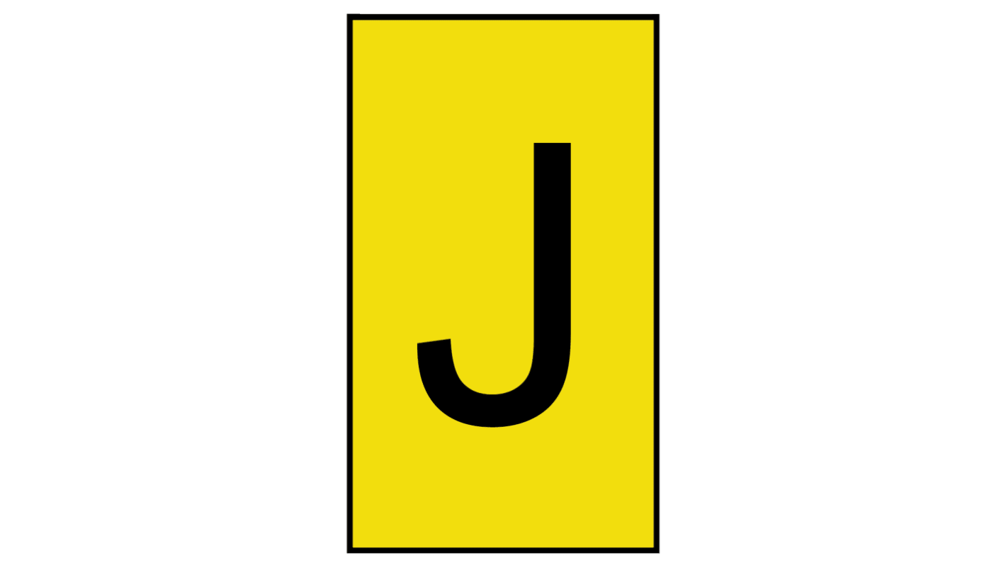 HellermannTyton Ovalgrip Slide On Cable Markers, Black on Yellow, Pre-printed "J", 1.7 → 3.6mm Cable, 901-10663