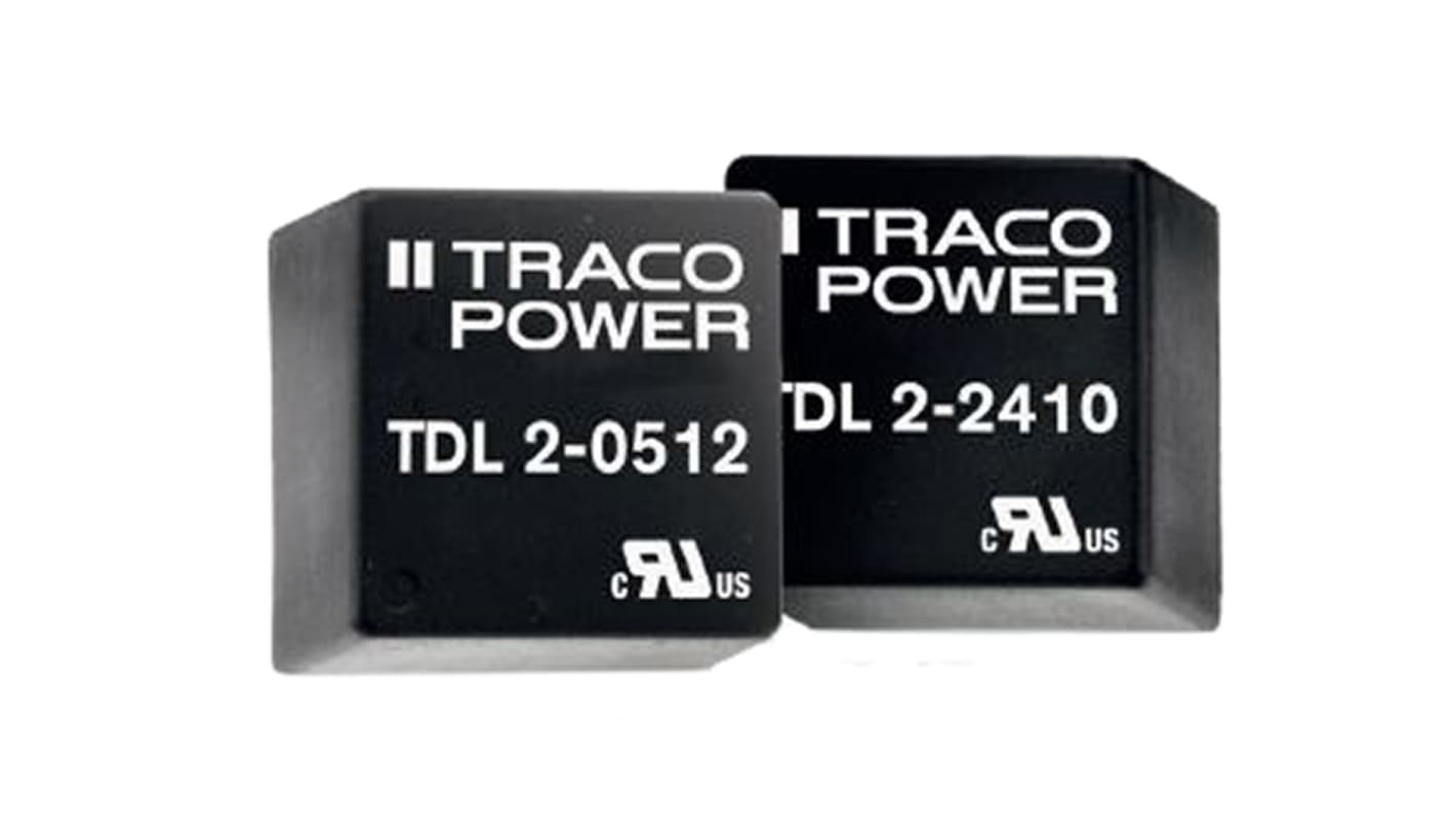 TRACOPOWER TDL 2 DC-DC Converter, 3.3V dc/ 400mA Output, 9 → 18 V dc Input, 2W, Through Hole, +80°C Max Temp