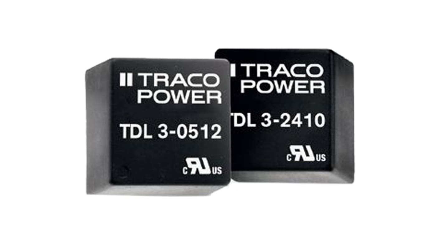TRACOPOWER TDL 3 DC-DC Converter, 5V dc/ 600mA Output, 9 → 18 V dc Input, 3W, Through Hole, +80°C Max Temp -40°C